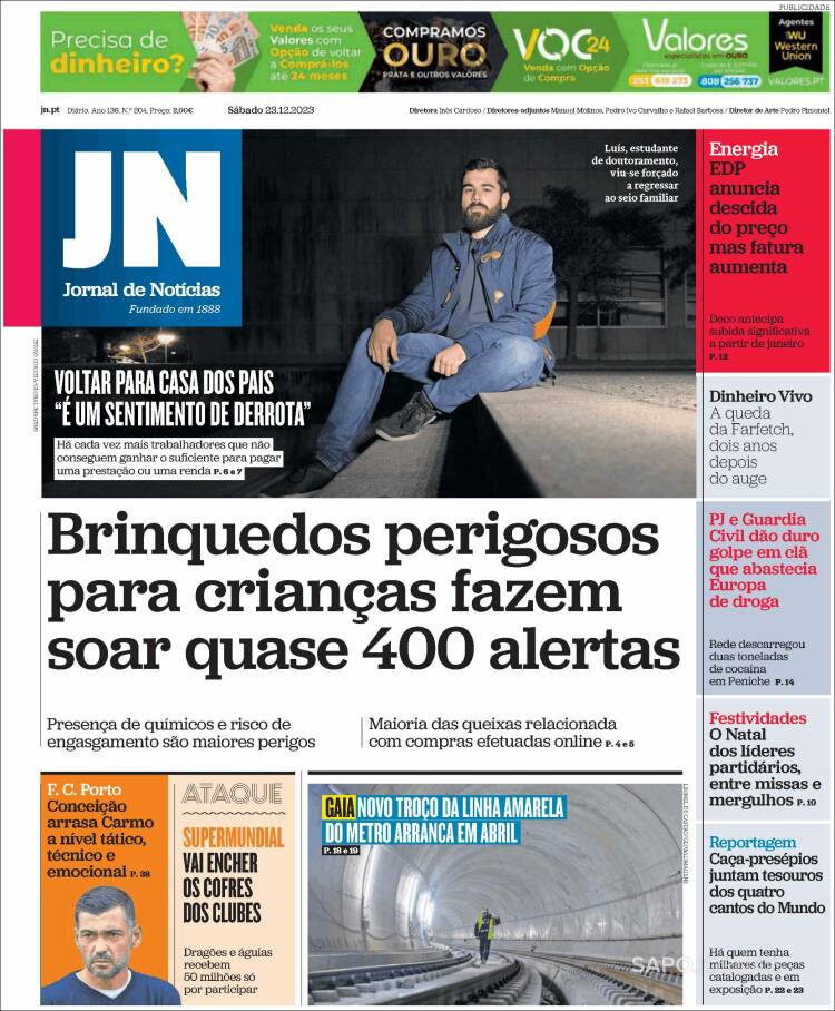 Portada de Jornal de Notícias (Portugal)