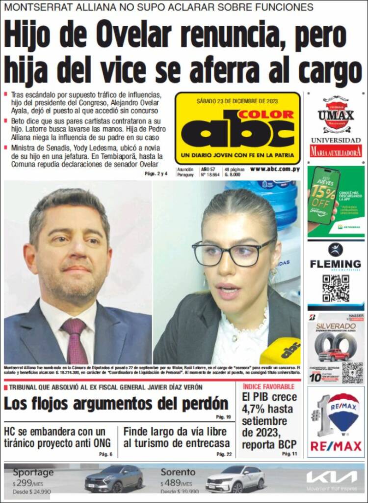 Portada de ABC Color (Paraguay)