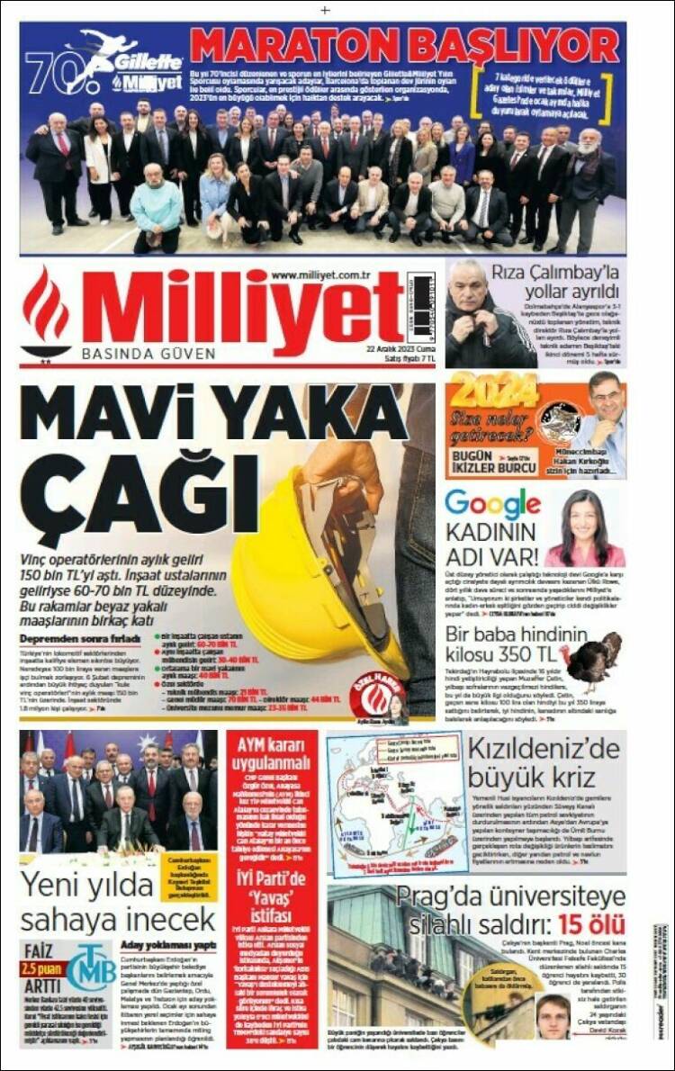 Portada de Milliyet (Turqu&iacute;a)