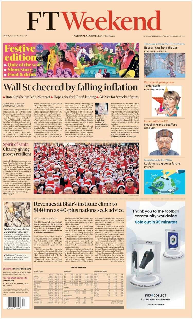 Portada de Financial Times (Reino Unido)