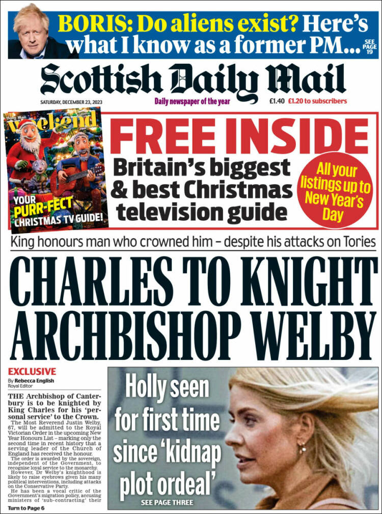 Portada de Scottish Daily Mail (Reino Unido)