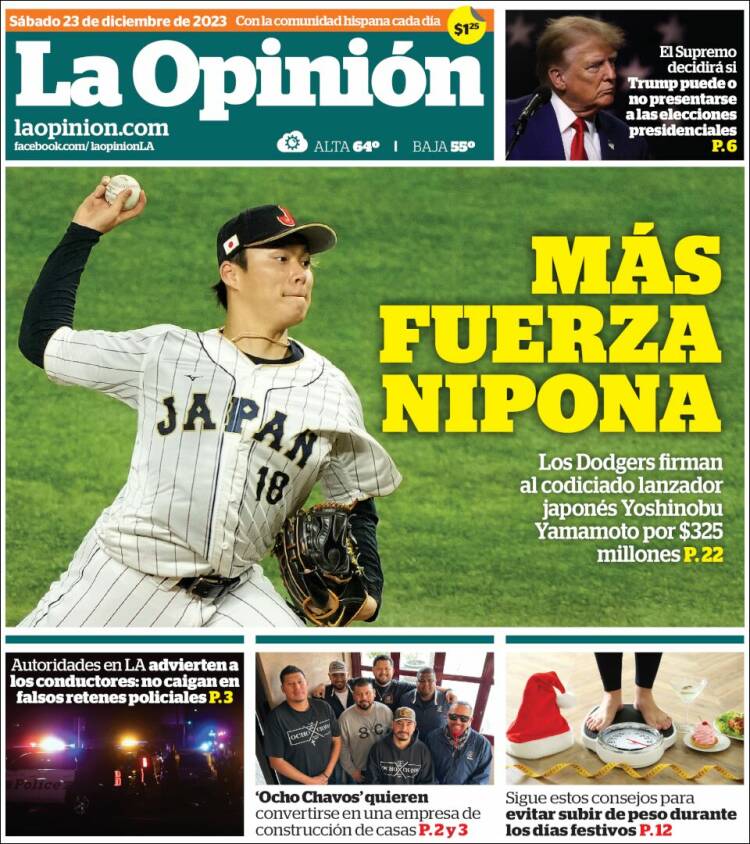 Portada de La Opinión (USA)