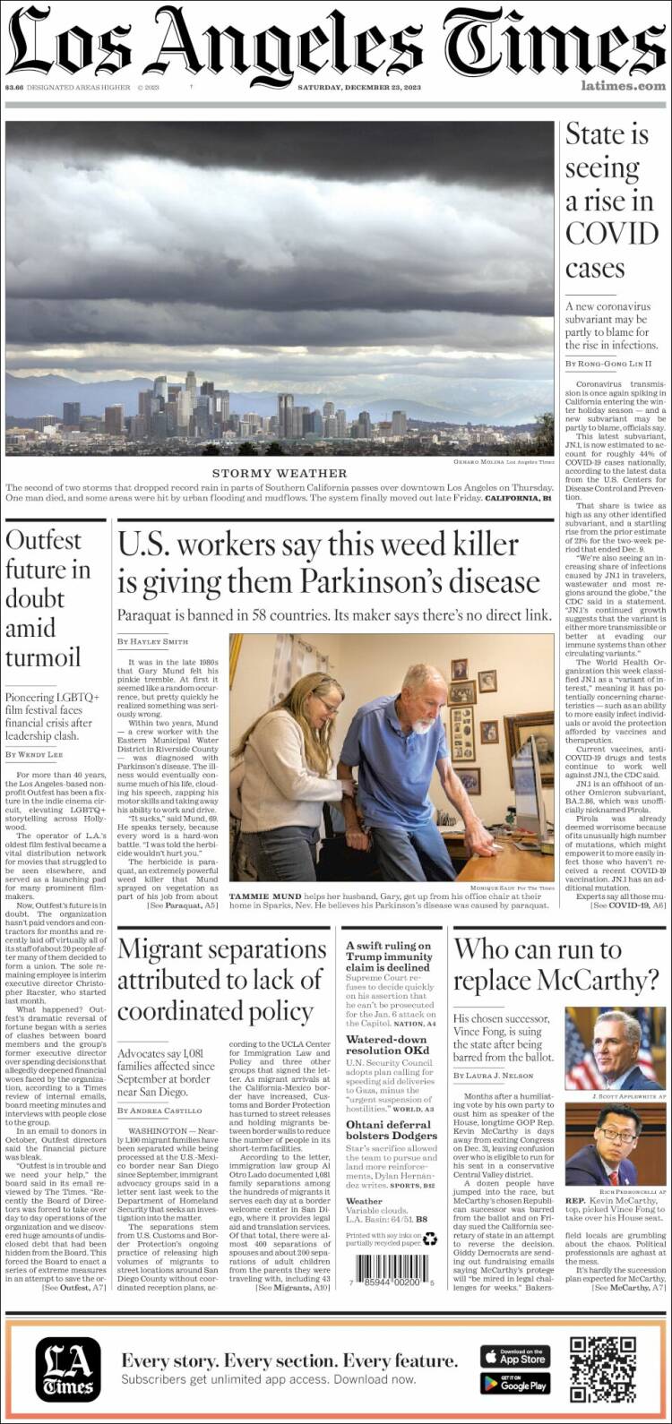 Portada de Los Angeles Times (USA)