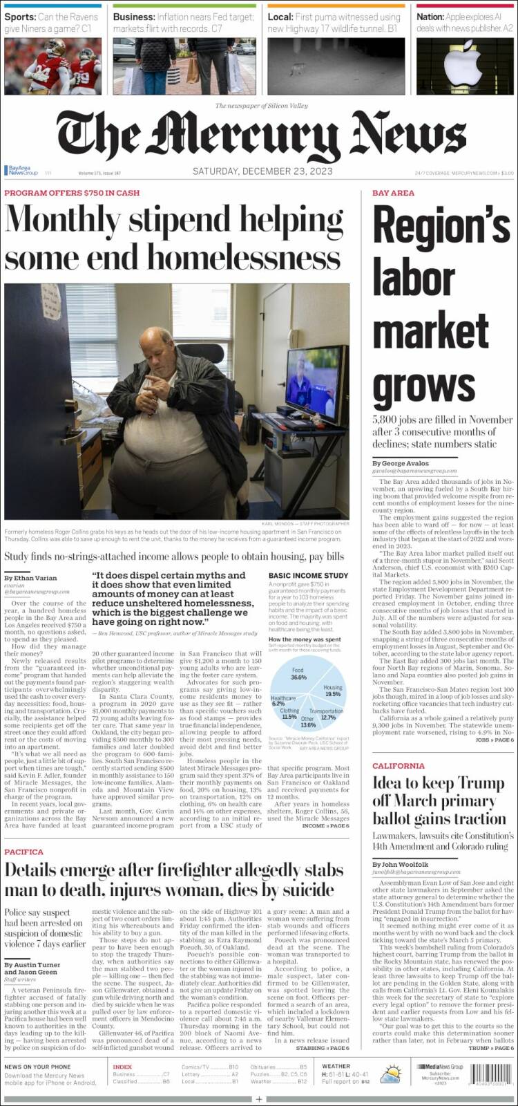 Portada de San Jose Mercury News (USA)