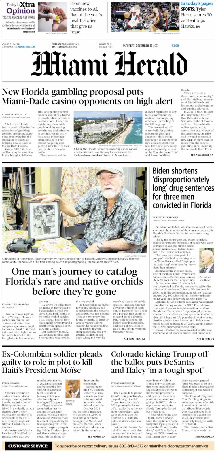 Portada de Miami Herald (USA)