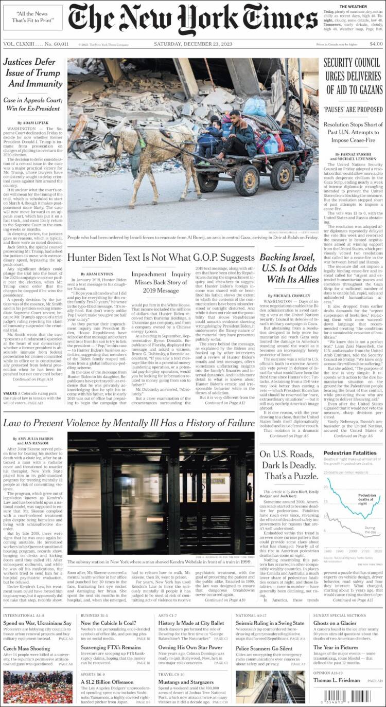 Portada de New York Times (USA)