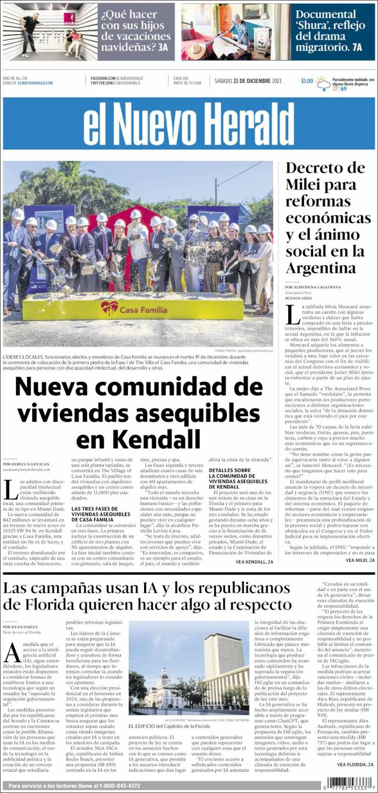 Portada de El Nuevo Herald (USA)