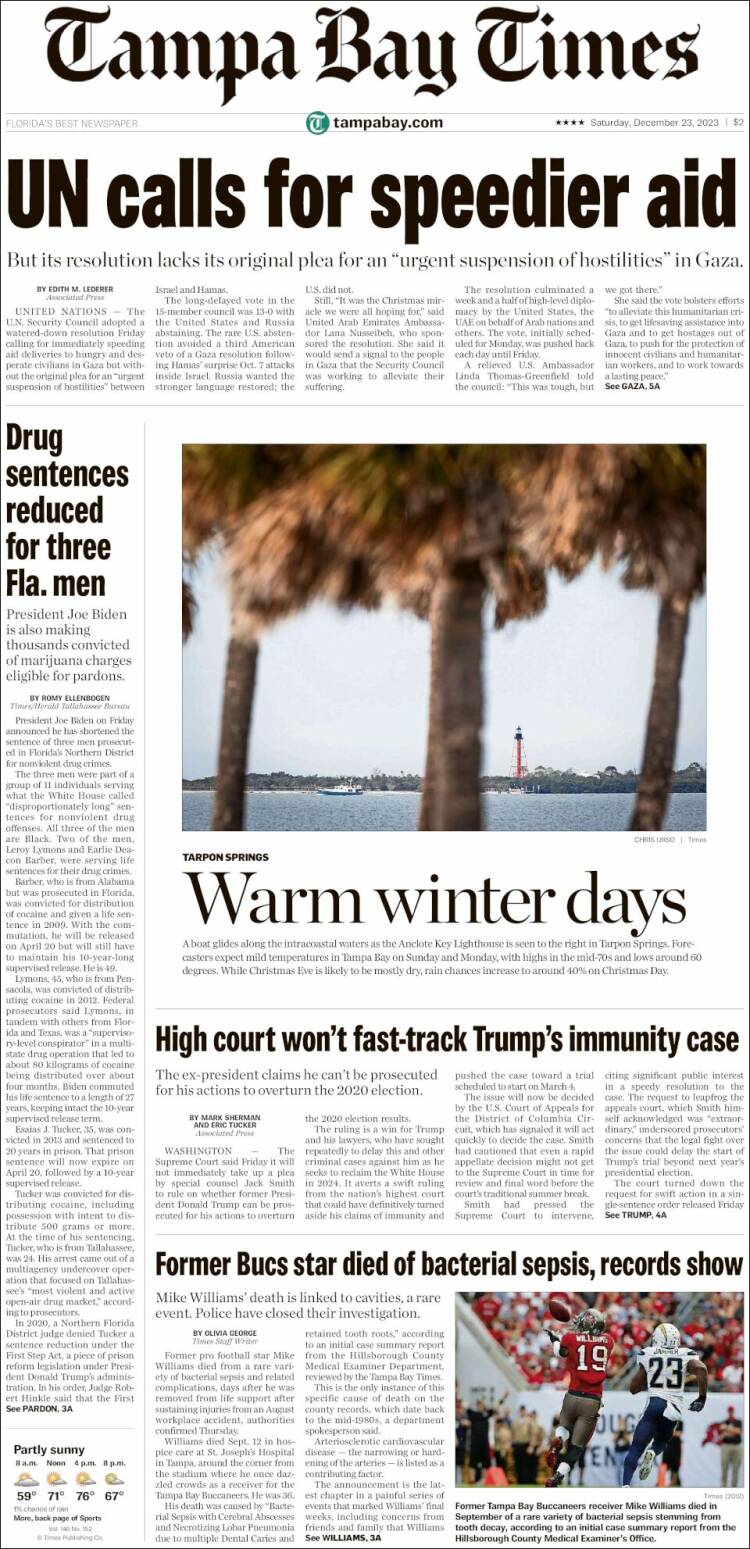 Portada de Tampa Bay Times (USA)