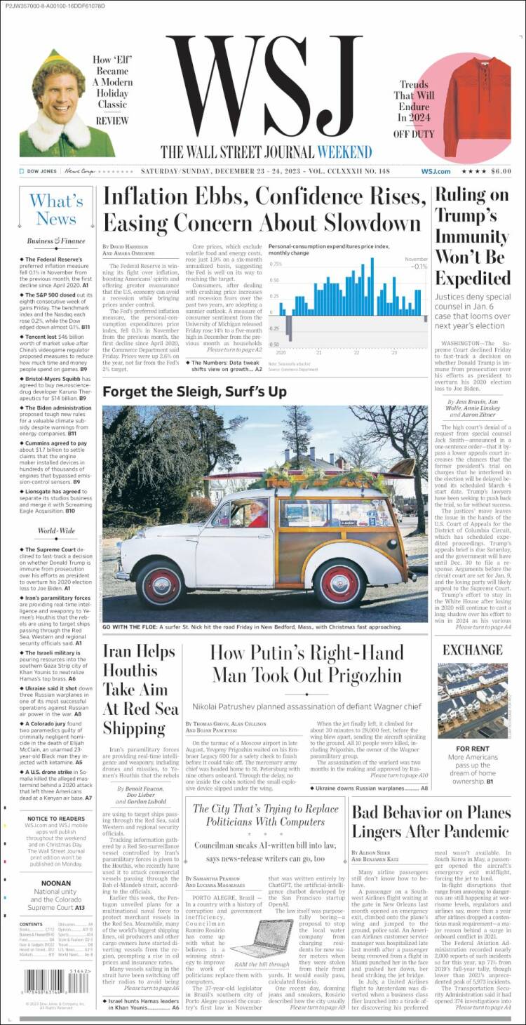 Portada de Wall Street Journal (USA)