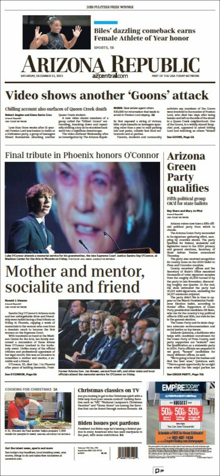 Portada de Arizona Republic News (USA)