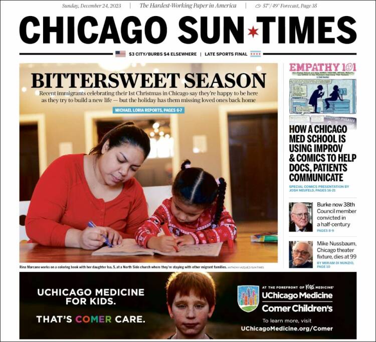 Portada de Chicago Sun-Times (USA)