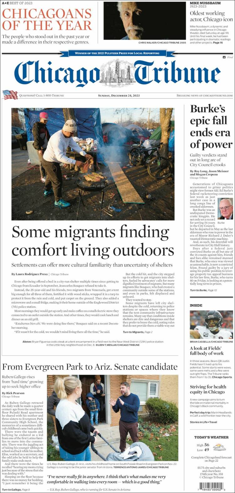 Portada de Chicago Tribune (USA)