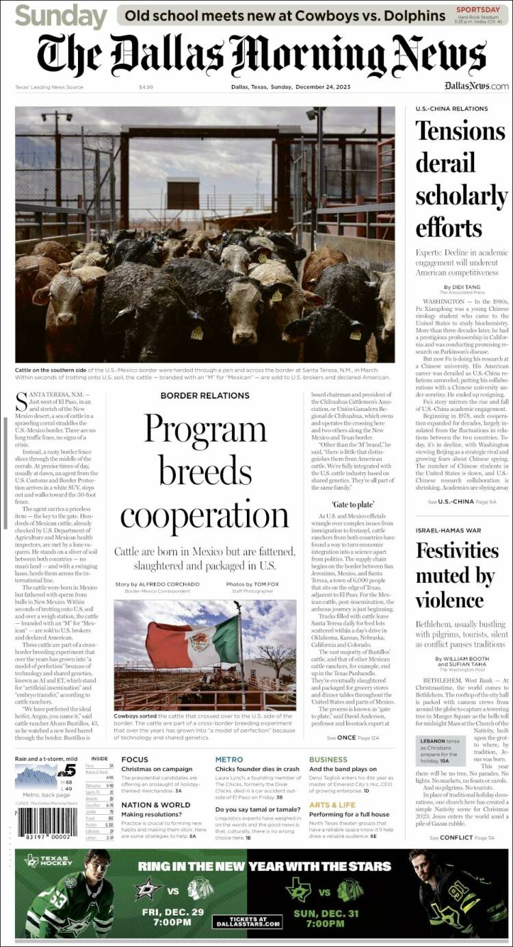 Portada de Dallas Morning News (USA)