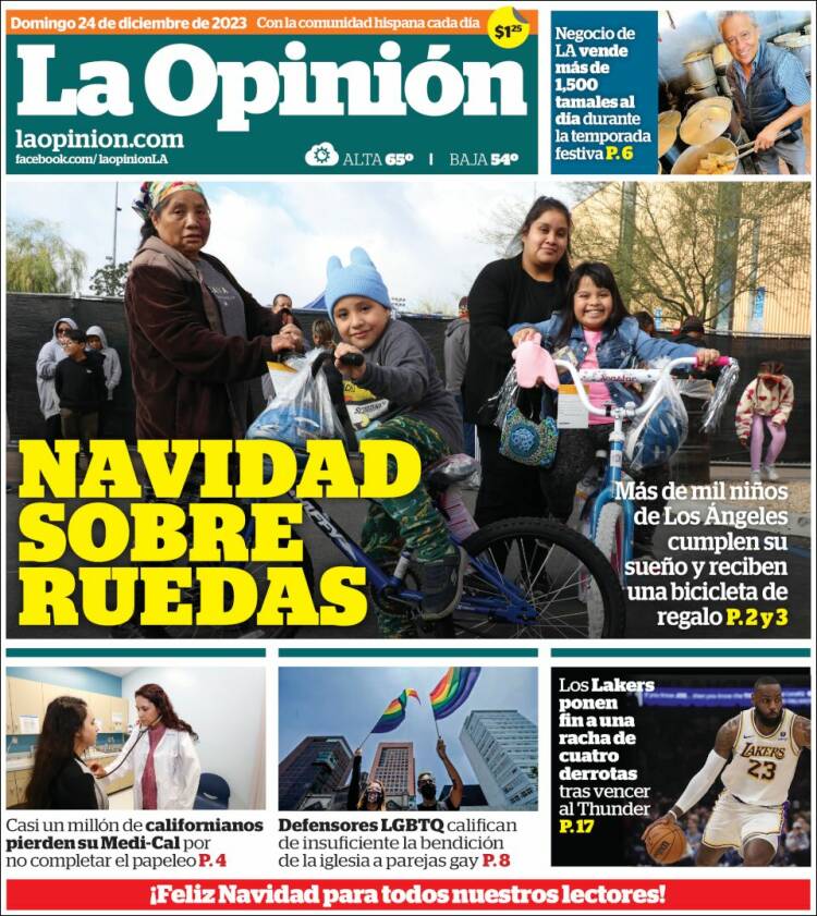 Portada de La Opinión (USA)