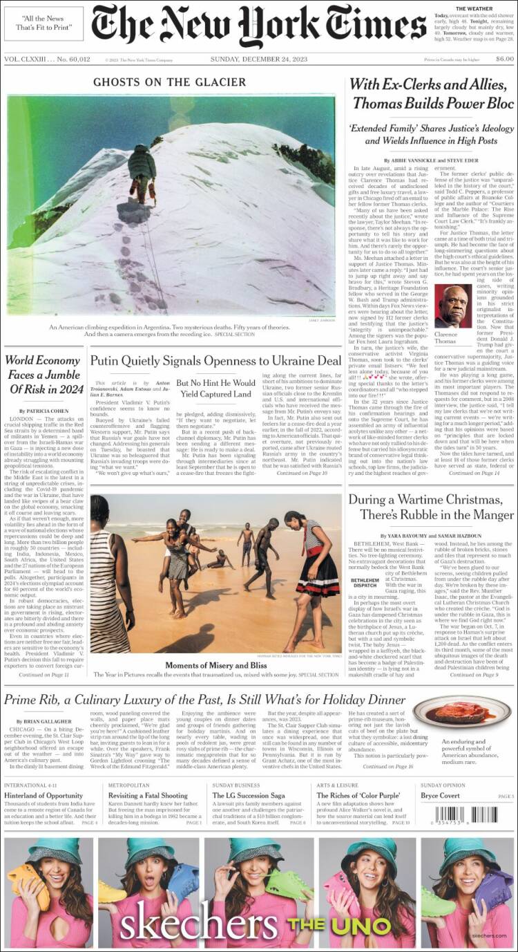Portada de New York Times (USA)