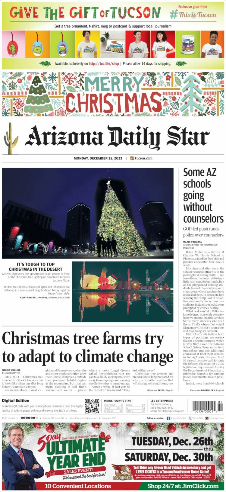 Portada de Arizona Daily Star (USA)