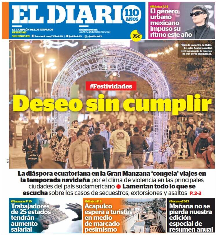 Portada de El Diario NY (USA)
