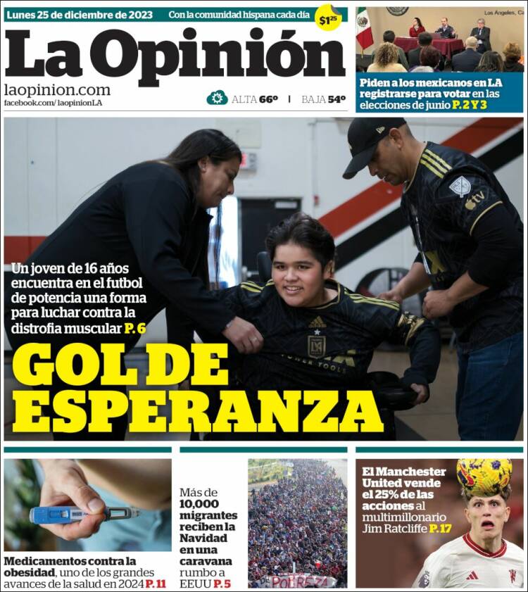 Portada de La Opinión (USA)