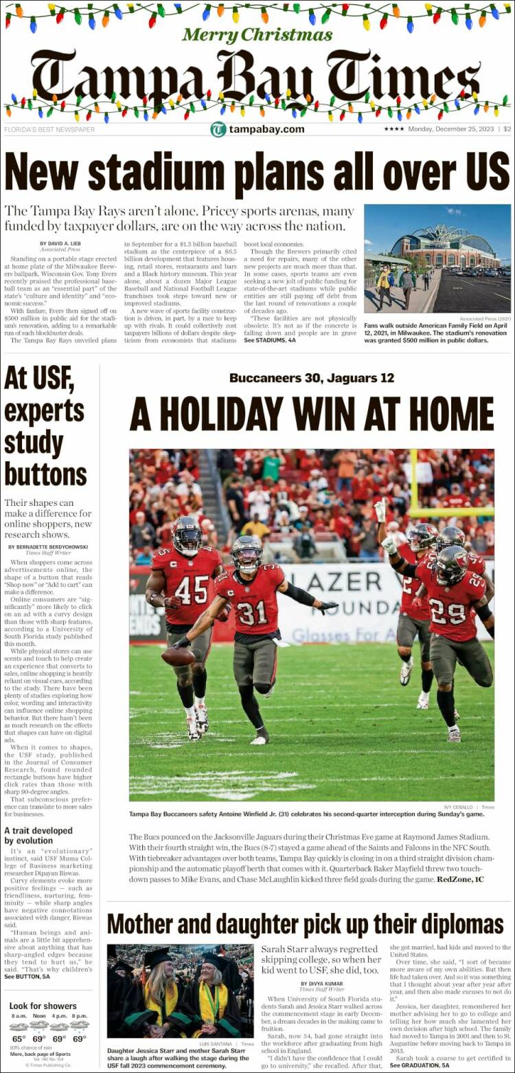 Portada de Tampa Bay Times (USA)