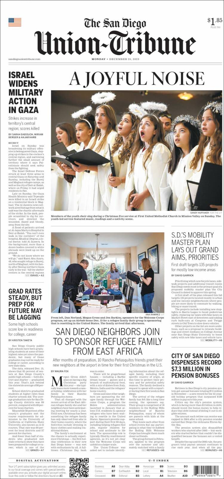 Portada de The San Diego Union-Tribune (USA)