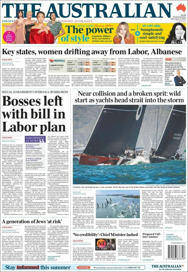 Portada de The Australian (Australia)