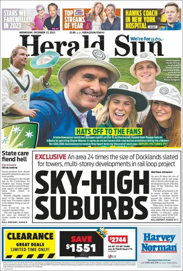 Portada de Herald Sun (Australia)
