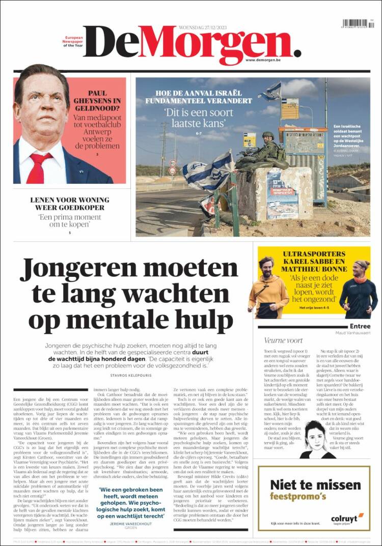 Portada de De Morgen (B&eacute;lgica)