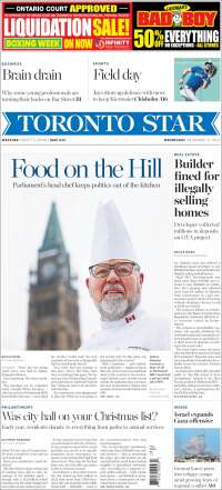 Portada de The Toronto Star (Canadá)