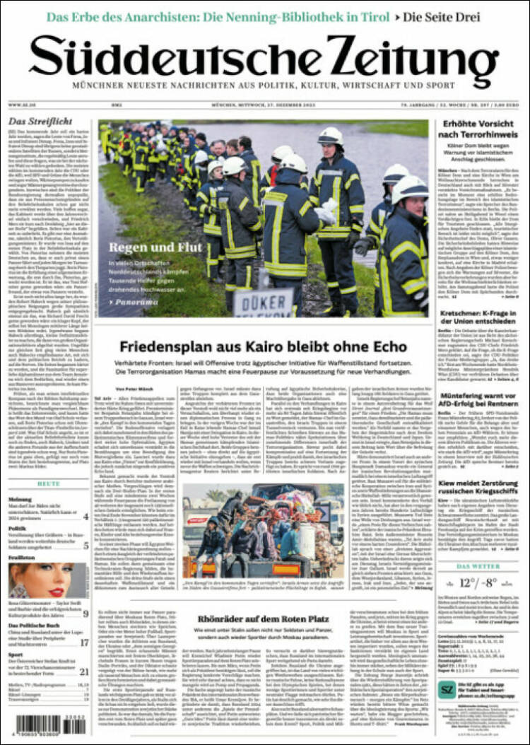 Portada de Sueddeutsche (Alemania)