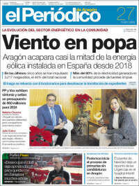 Portada de El Periódico de Aragón (España)