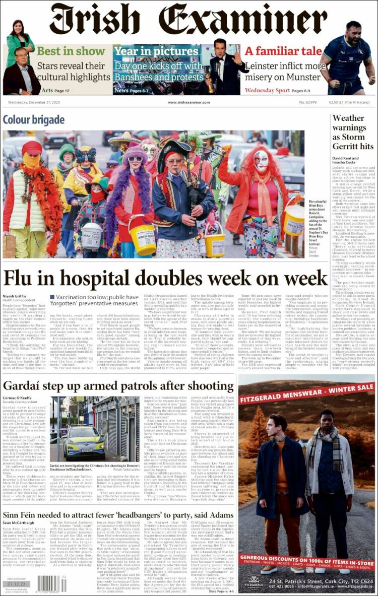 Portada de Irish Examiner (Irlanda)