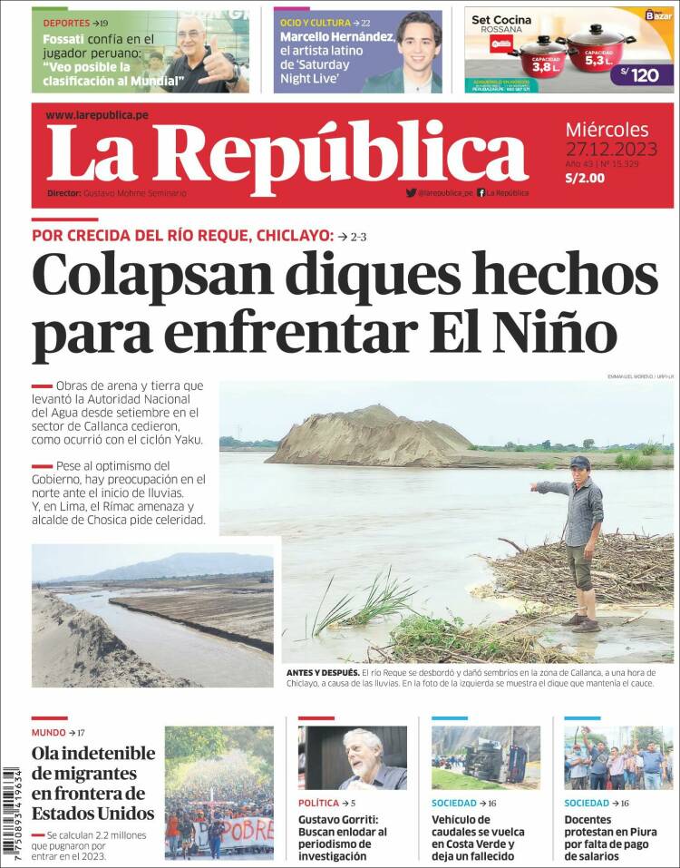 Portada de La Republica (Per&uacute;)