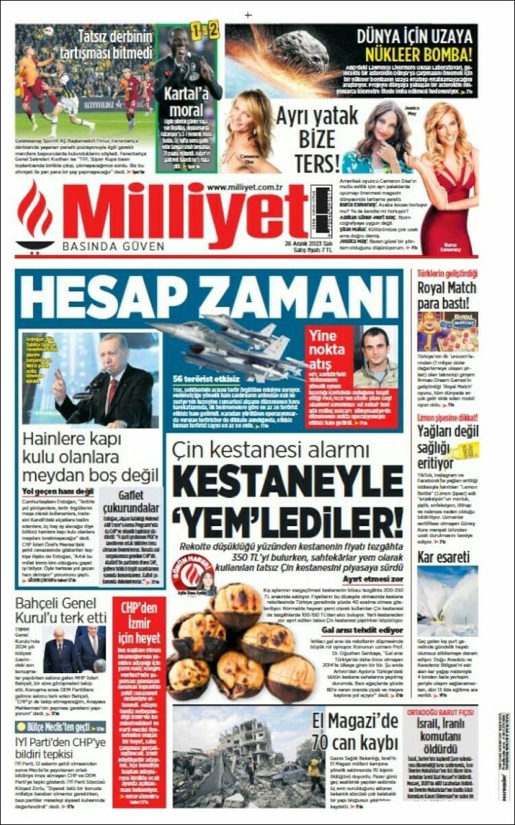 Portada de Milliyet (Turqu&iacute;a)