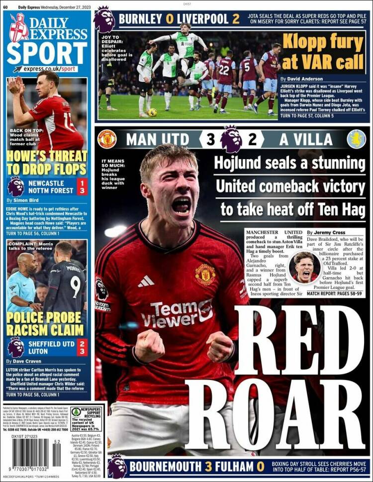Portada de Express Sport (Reino Unido)