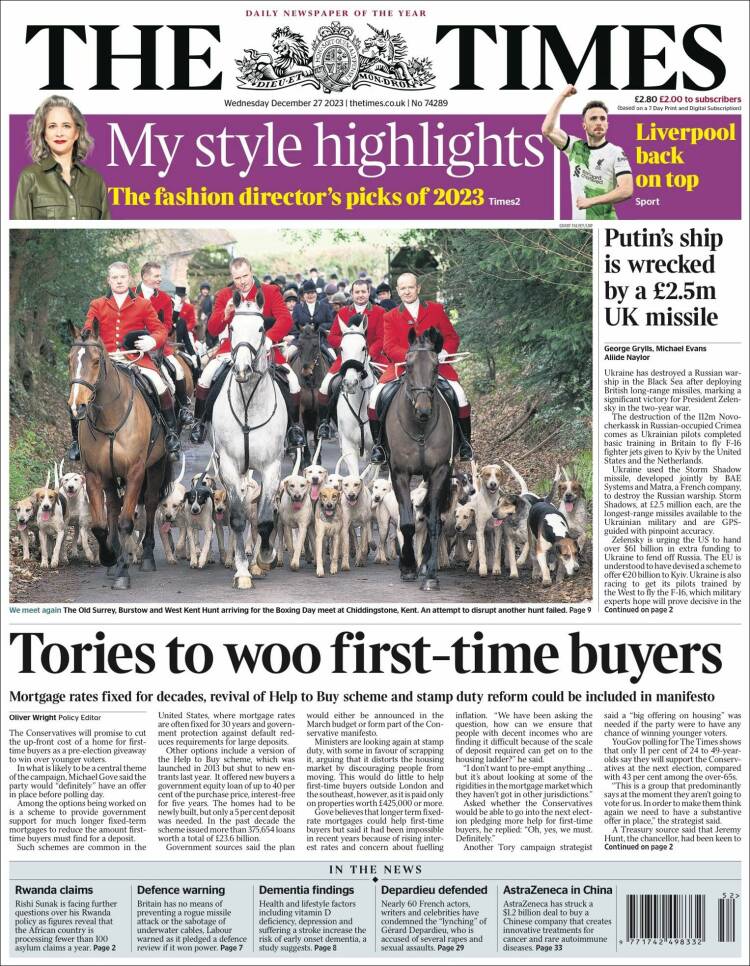 Portada de The Times (Reino Unido)