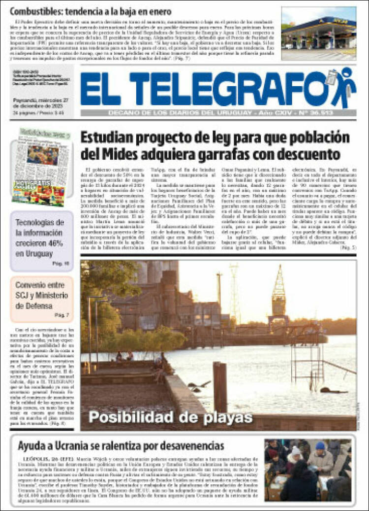 Portada de El Telégrafo (Uruguay)