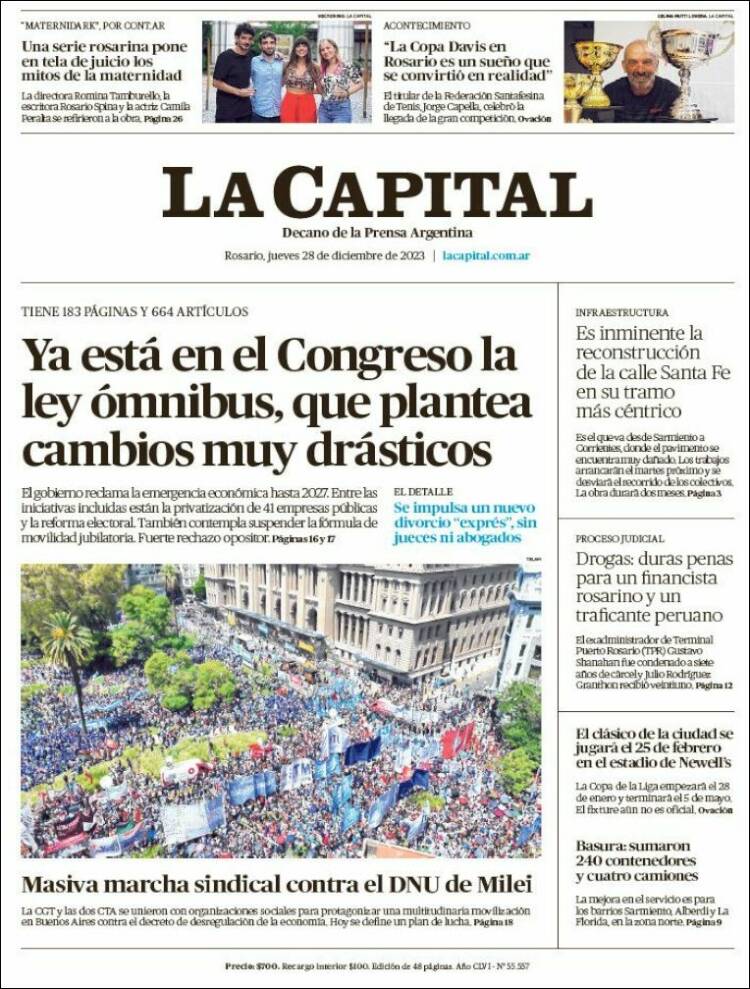 Portada de La Capital - Rosario (Argentina)