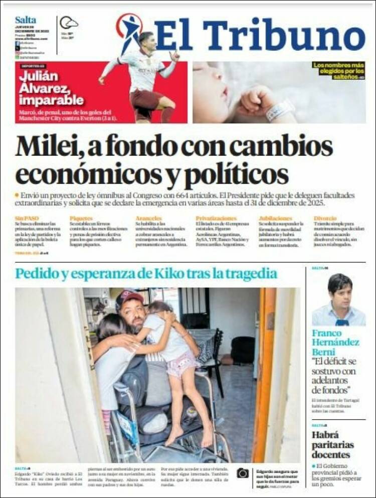 Portada de El Tribuno - Salta (Argentina)