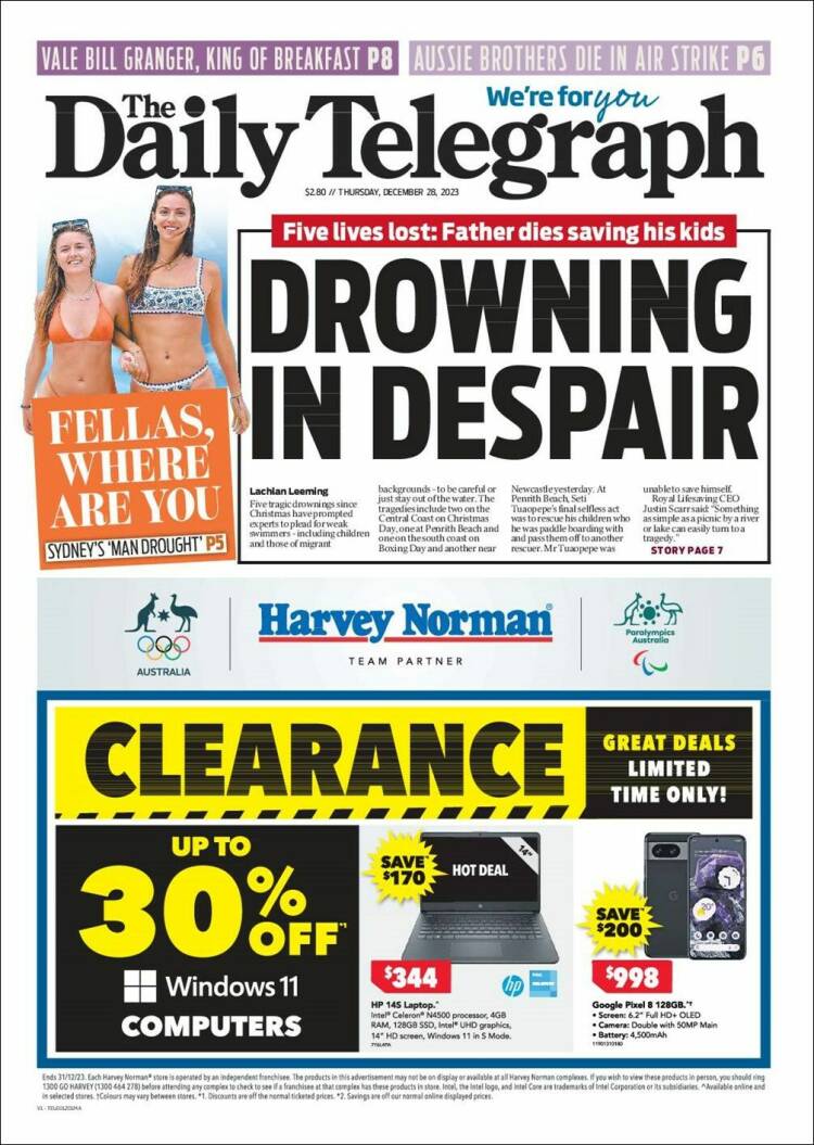 Portada de The Daily Telegraph (Australia)