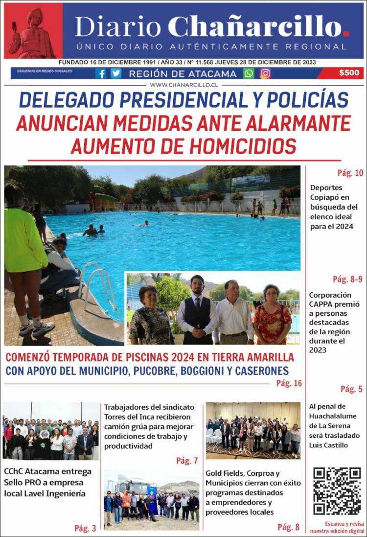 Portada de Diario Chañarcillo (Chile)