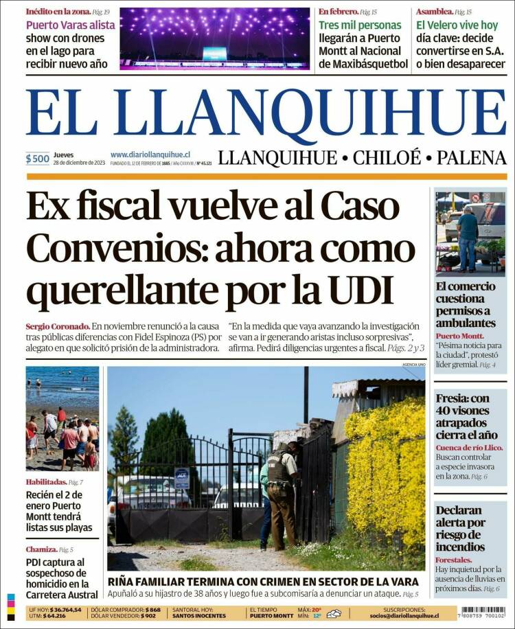 Portada de El Llanquihue (Chile)