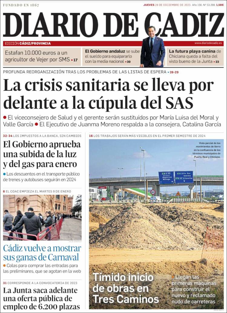 Portada de Diario de Cádiz (España)
