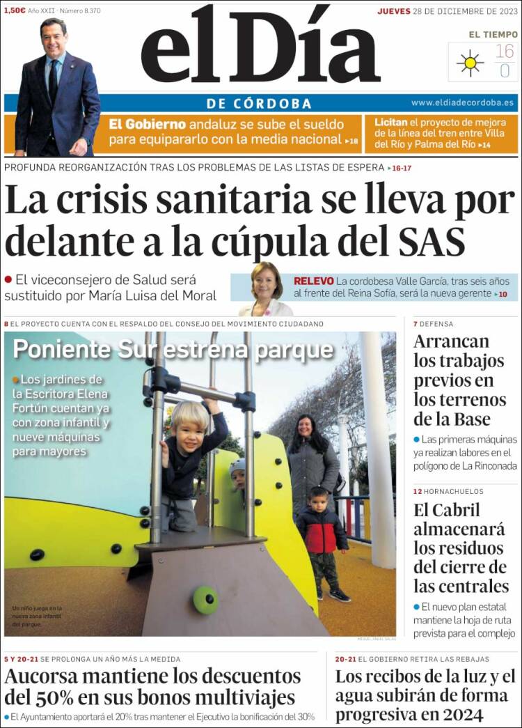 Portada de El Día de Córdoba (España)