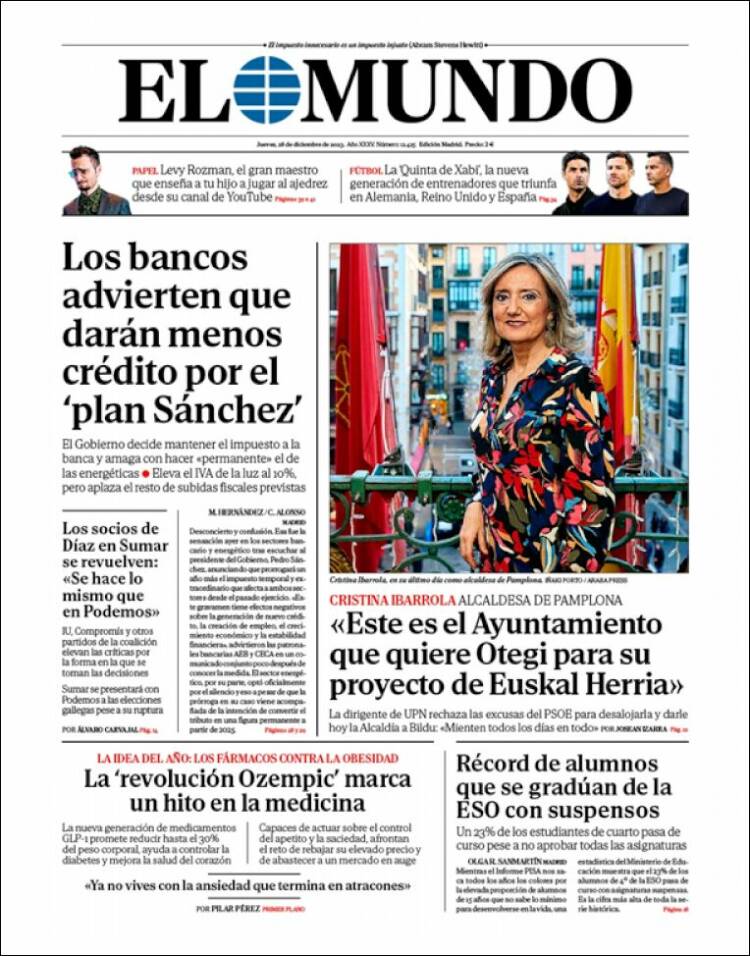 Portada de El Mundo (España)