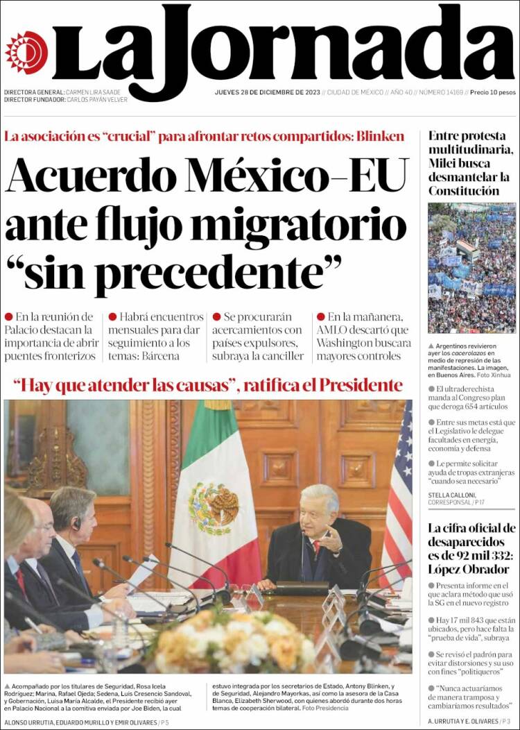 Portada de La Jornada (M&eacute;xico)