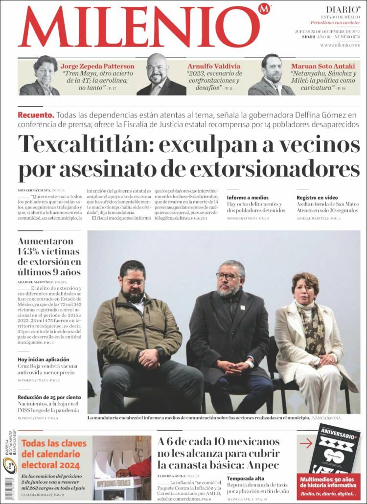 Portada de Milenio - Estado de México (M&eacute;xico)
