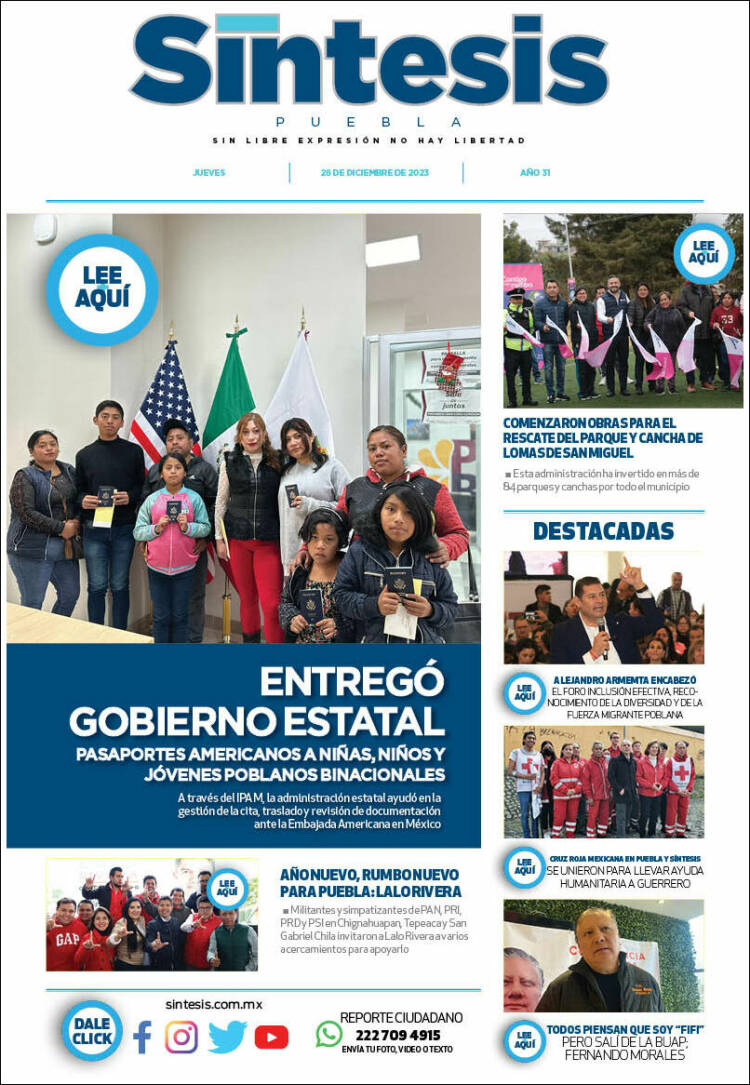 Portada de Síntesis - Puebla (M&eacute;xico)