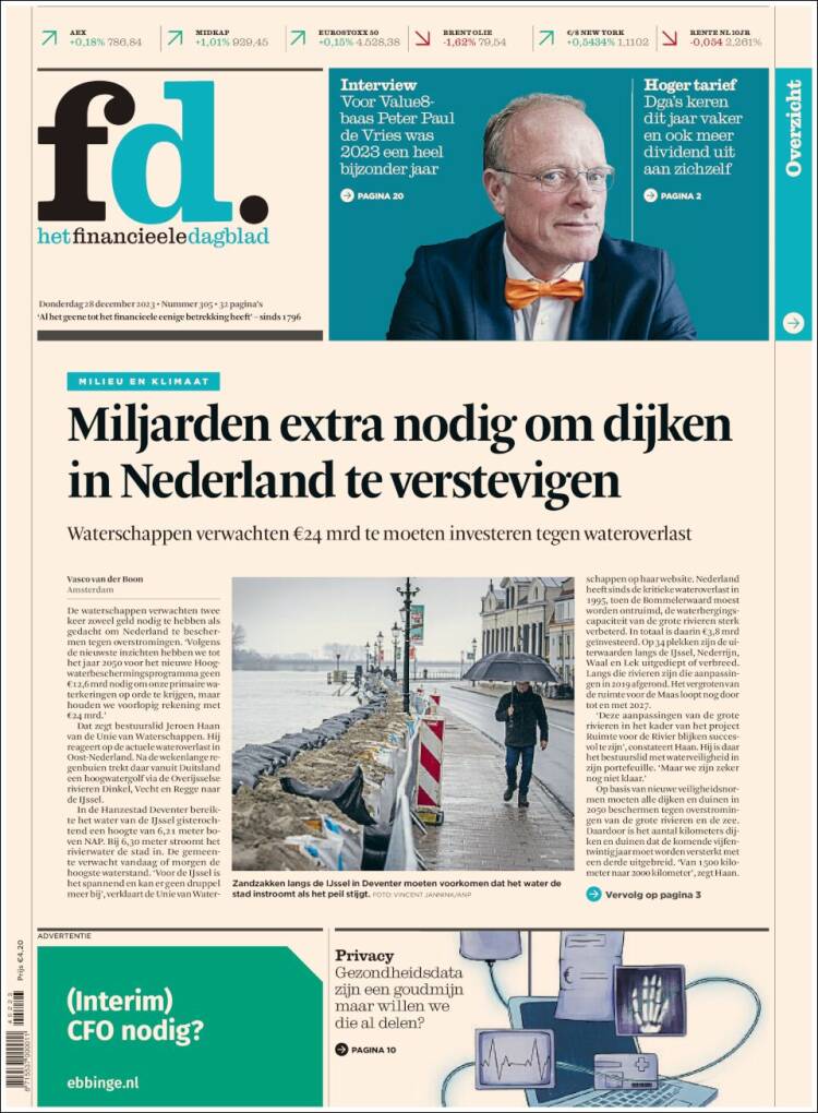 Portada de Het Financieele Dagblad (Pa&iacute;ses Bajos)