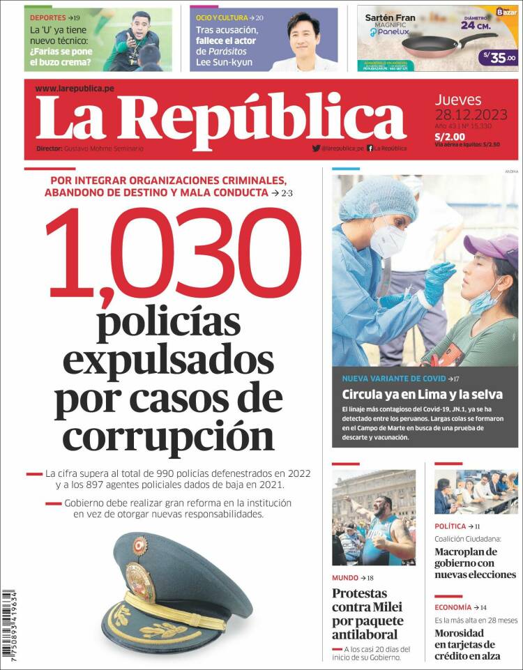 Portada de La Republica (Per&uacute;)