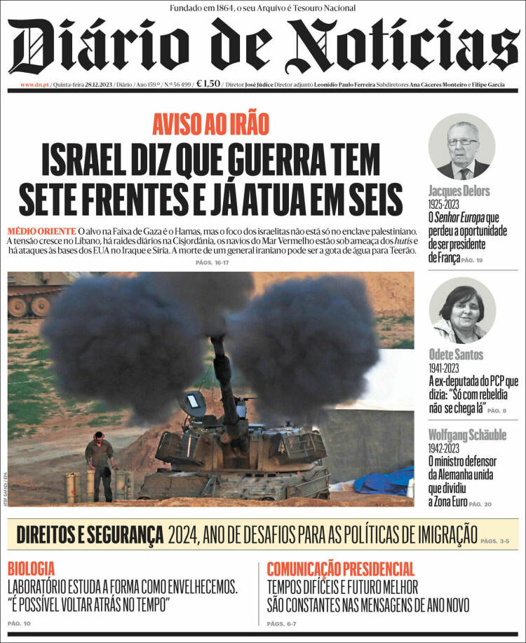Portada de Diário de Noticias (Portugal)